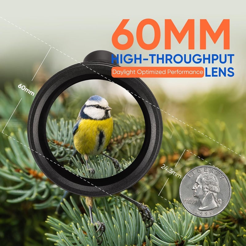 Yee Spotting Scope for Hunting, Target Shooting, Bird Watching, 60/80mm HD Spotter Scope with Tripod, Fully Multi-Coated Optics BAK4 IPX5 Waterproof for Wildlife Viewing with Phone Adapter, Carrying Bag - Image 4